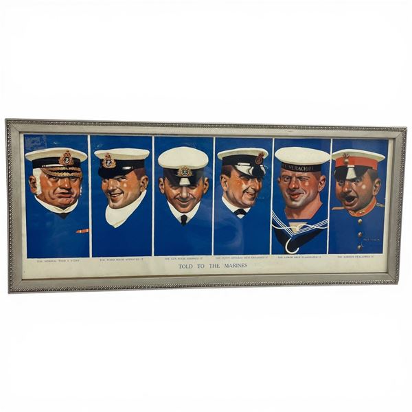 Early 20th Century Noel Pocock Print "Told to the Marines" (Frame Dimensions: 8.5" X 20")