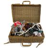 Image 1 : Wicker Box Full of Beaded and Other Jewelry (Box Measures: 8" X 12" X 3" Deep)