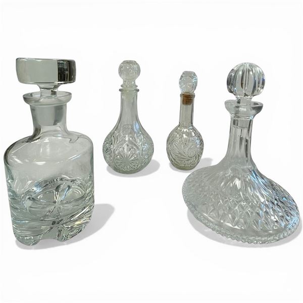 4 Glass and Crystal Liquor Decanters