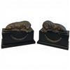 Image 1 : Pair of "Lion of Lucerne" Bronze Tone Bookends with Black Resin Bases (4" X 9" X 7" Tall)