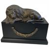 Image 2 : Pair of "Lion of Lucerne" Bronze Tone Bookends with Black Resin Bases (4" X 9" X 7" Tall)