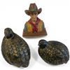 Image 2 : Painted Ceramic John Wayne Bust & 2 Ptarmigan Birds (John Wayne is  4" X 6" X 7" Tall)