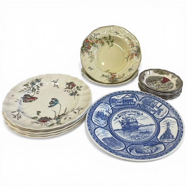 Stack of Assorted Vintage Plates