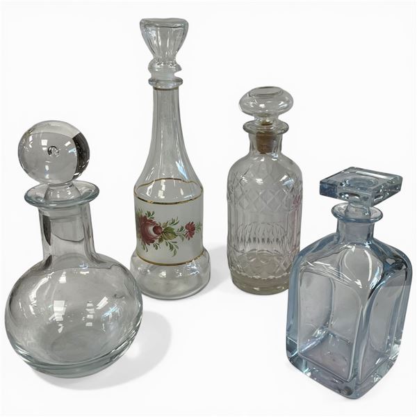 4 Crystal and Glass Liquor Decanters