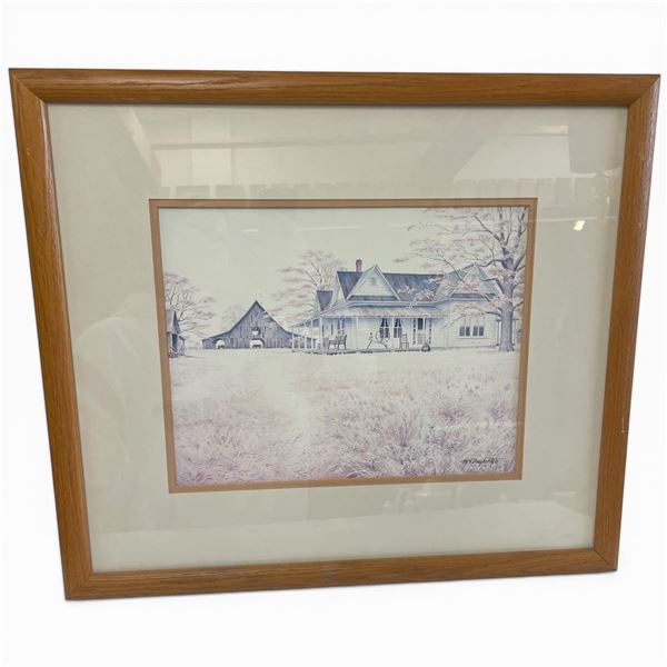 W. S. Dougherty Framed Print in Wood Frame (Double Matted in a 22" X 20" Frame)