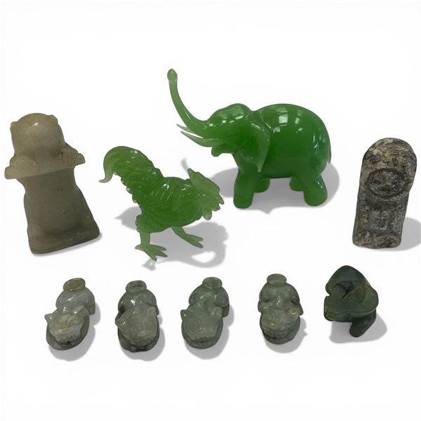 Collection of Asian Miniature Figurines  * Tallest is 3" * Variety of Materials