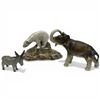 Image 1 : 3 Glazed Ceramic Animals (Royal Dux 6" Elephant, Burslem 3" Donkey, & 4.5" English Polar Bear)