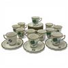 Image 1 : 12 Antique Augarten Austria Demitasse Cups with Saucers * Deutsche Blumen green floral pattern with