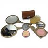 Image 1 : Group of Vintage Dressing Table Items (2 Gold Gilt Hand Mirrors, Chromed Hair Brush with Case, Compa