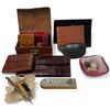 Image 1 : Collection of Vintage Leather & Cloth Purses & Wallets, Vintage Pens, Small Pink Bubble Glass Dish &
