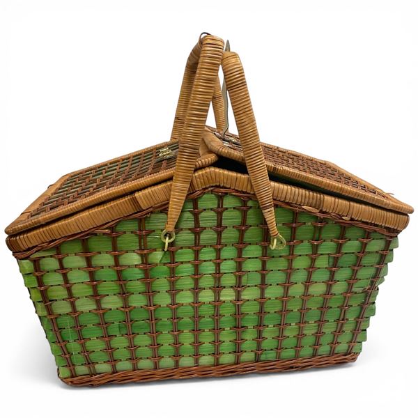 Wicker Picnic Basket with Contents (Sewing Notions)