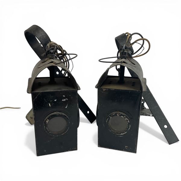 2 Railway Marker Paraffin Lamps Rewired for Home Use * Stamped BR 1919