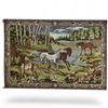Image 1 : Large Tapestry Landscape with Horses on Wood Frame (67" X 46")