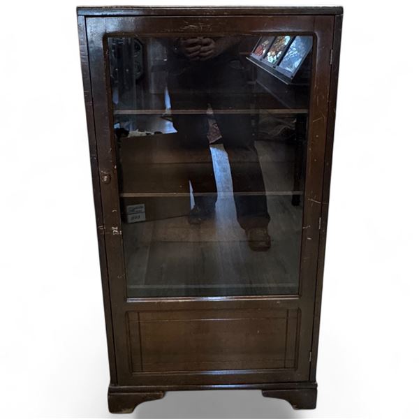Vintage Compact Wood Display Cabinet with Glass Door (12" X 24" X 46" Tall)