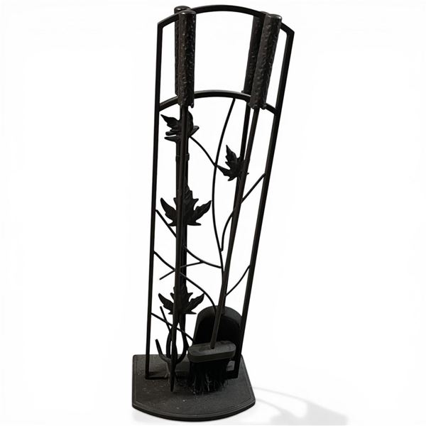 Wrought Iron Fireplace Tool Set on Stand