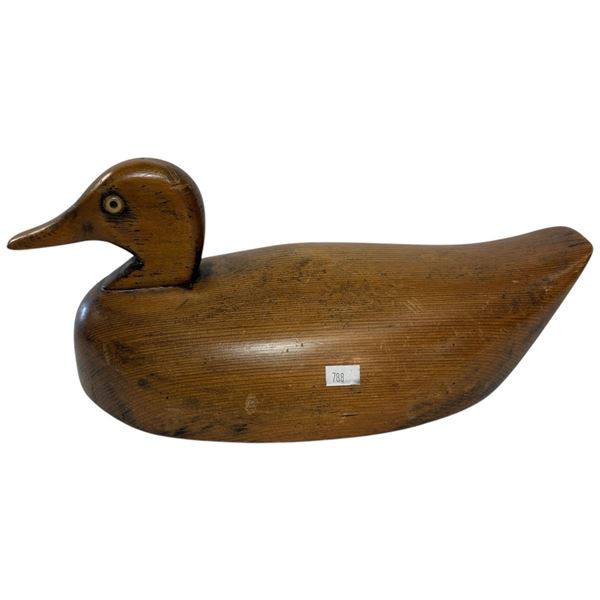 Vintage Carved Wood Duck Decoy with Applied Eyes