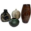 Image 1 : 4 Glazed Ceramic & Art Pottery Vases (Largest is 8" tall x 4" diameter)