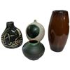 Image 2 : 4 Glazed Ceramic & Art Pottery Vases (Largest is 8" tall x 4" diameter)
