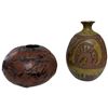 Image 1 : 2 Glazed Pottery Art Vases * Featuring KIP Canada Carved and Glazed  6" tall by 8" Diameter
