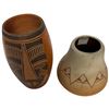 Image 2 : 2 Southwestern Style Glazed Pottery Vases (tallest is 6")