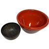 Image 2 : Large Art Glass Bowl with Red Banded Rim & Glazed Ceramic Bowl (Art Glass Bowl is 10" Diameter X 7"