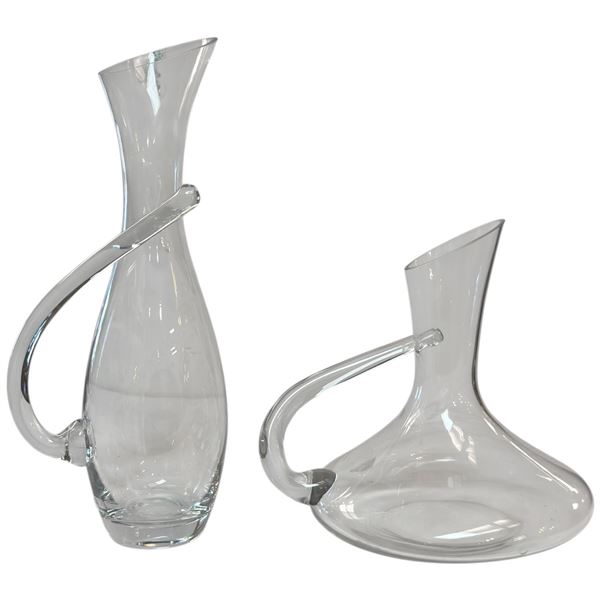 2 Clear Glass Wine Carafes in the Ravenscroft Style
