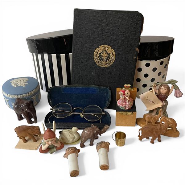 Vintage "Universal Handbook of Necessary Information", Wedgwood Jasperware Trinket Dish & 2 Modern G