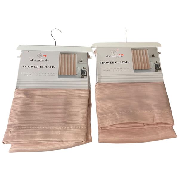 2 New  Pink Modern Heights Fabric Shower Curtains (70" X 72")
