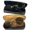 Image 1 : 2 Pairs of Antique Pince-nez Reading Glasses in Original Cases * 1 is gold filled and one is gold pl
