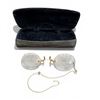 Image 4 : 2 Pairs of Antique Pince-nez Reading Glasses in Original Cases * 1 is gold filled and one is gold pl