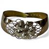 Image 1 : Gold-Tone Metal Belt with Silver-Tone Flower Center * 4" Wide at the Middle (Adjustable from 30" to