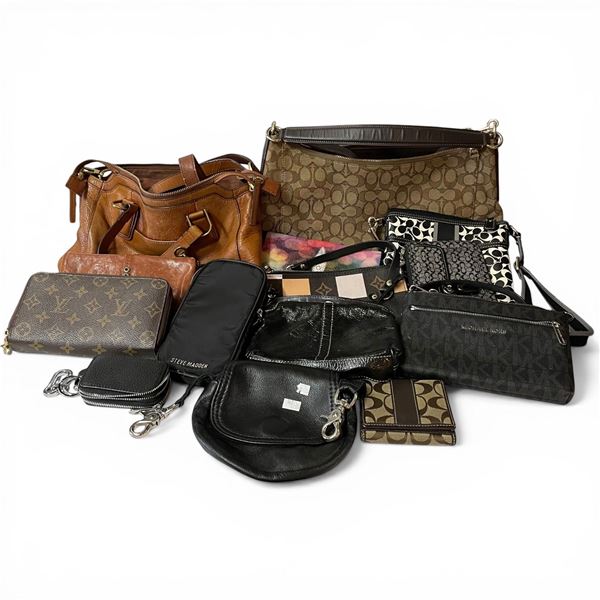 Large Group of Purses and Wallets * Coach, Steve Madden, Michael Kors, Luis Vuitton Replicas * Fossi