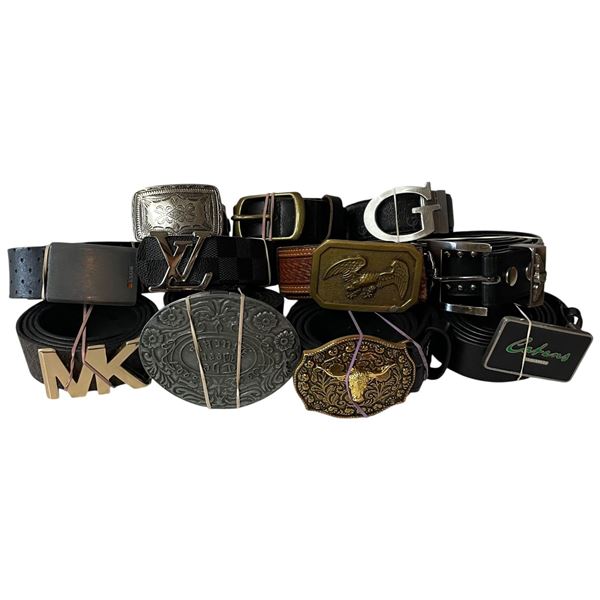 Box of Assorted Belts with Buckles