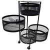 Image 2 : Black Rolling 4-Level Metal Cart - 30" Tall X 12" Diameter