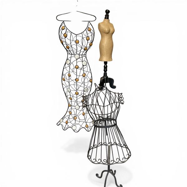 3 Female Shaped Jewelry Hangers & Stands (Wall Hanger is 11" Wide X 36" Tall)