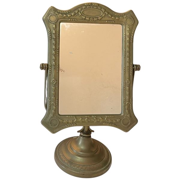 Vintage Brass Tilting Vanity Mirror (12" tall x 8" wide)
