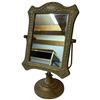 Image 2 : Vintage Brass Tilting Vanity Mirror (12" tall x 8" wide)