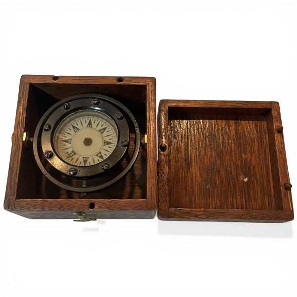 Trade Dirago Nautical Compass in a 5" x 5" Wood Case