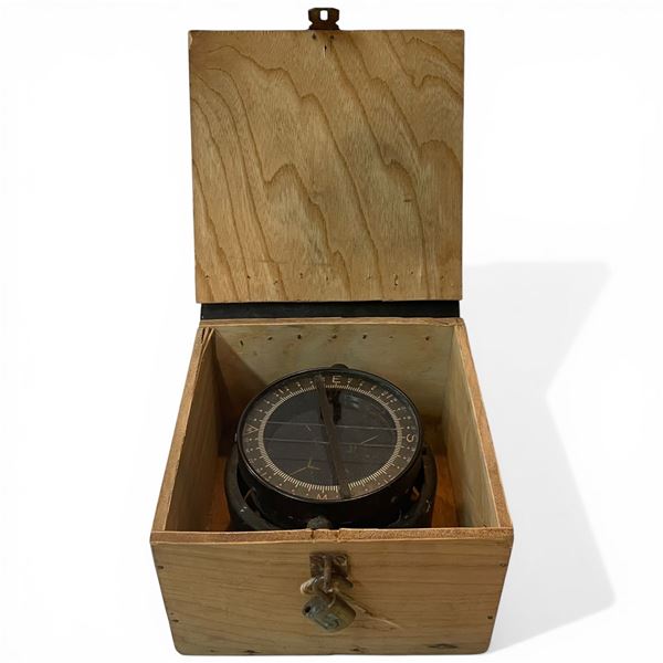 Vintage Aircraft or Naval Compass in a 6.5" x 6.5" Wood Box