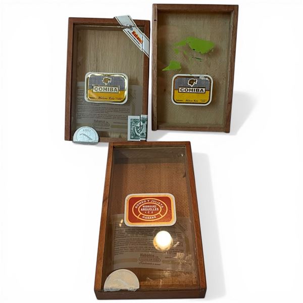 3 Empty Cohiba Cigar Boxes with Clear Slide Lids