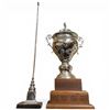 Image 1 : 1948 Flag Holder  (26") and a Large Silver Plated Trophy on Stand