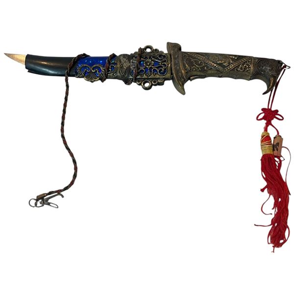 Brass Handled Belt Knife with 6.5" Blade (built in belt clip)