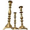 Image 1 : 3 Large Brass Candle Sticks * Range in Size from 13" to 22" Tall
