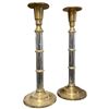 Image 1 : Pair of 10" Brass & Chrome Candle Holders