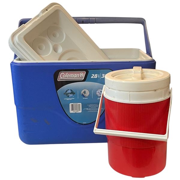 Coleman 28 Quart Cooler and a Wait Cooler Jug