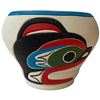 Image 2 : 1989 Stewart Jacobs Art Pottery Bowl "Eagle Bear Human" Carved and Painted (7" diameter x 5" deep)