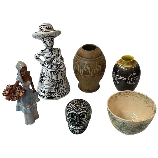 Group of 6 Vases and Figurines * Variety of materials