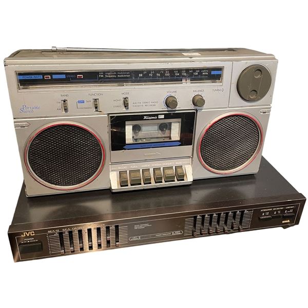 JVC SEA-12 Graphic Equalizer & 1980s Transonic Stereo Radio Cassette Recorder