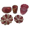 Image 1 : 6 Pieces of Pink or Ruby Art Glass