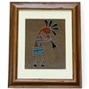 Image 1 : Framed Southwestern Art of a  Kokopelli Deity (frame is 14" x 17")